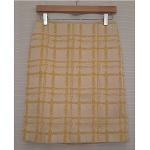 Talbots petites brocade yellow plaid pencil skirt